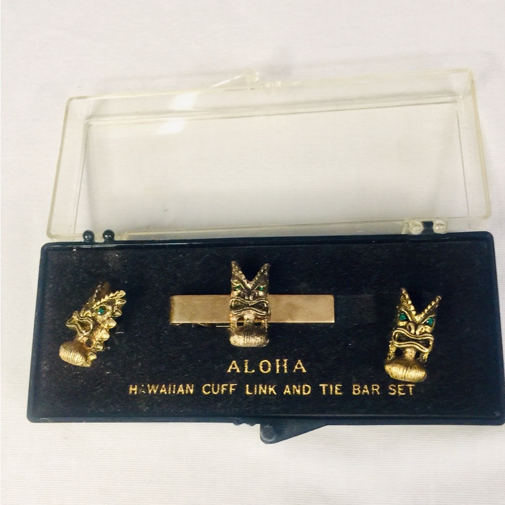 Vintage Aloha Tie Bar & Cuff Links